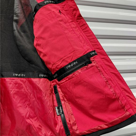 PinFin Women’s Hooded Windbreaker Alpha Jacket Size Large Red Hiking Rain Coat - Picture 7 of 15